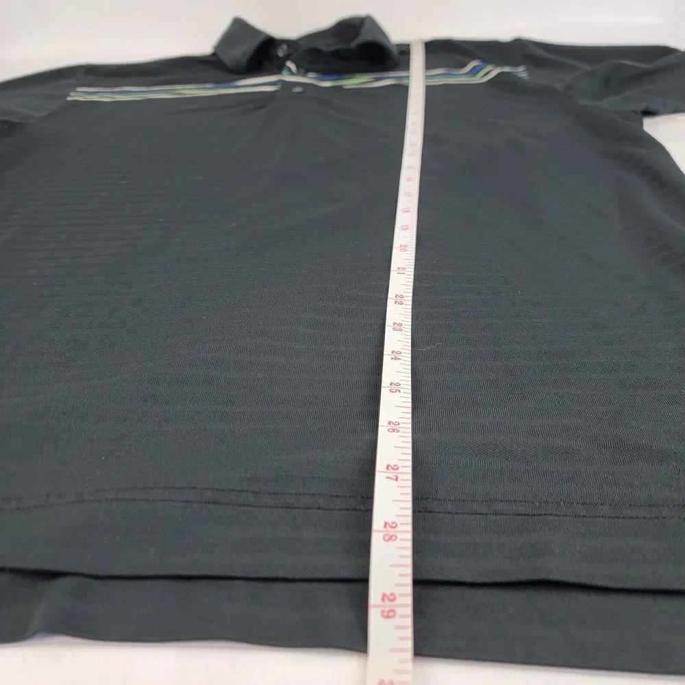 FootJoy FJ Golf‎ Polo Men's L Golf Logo Black Striped Belmont Stretchy Casual